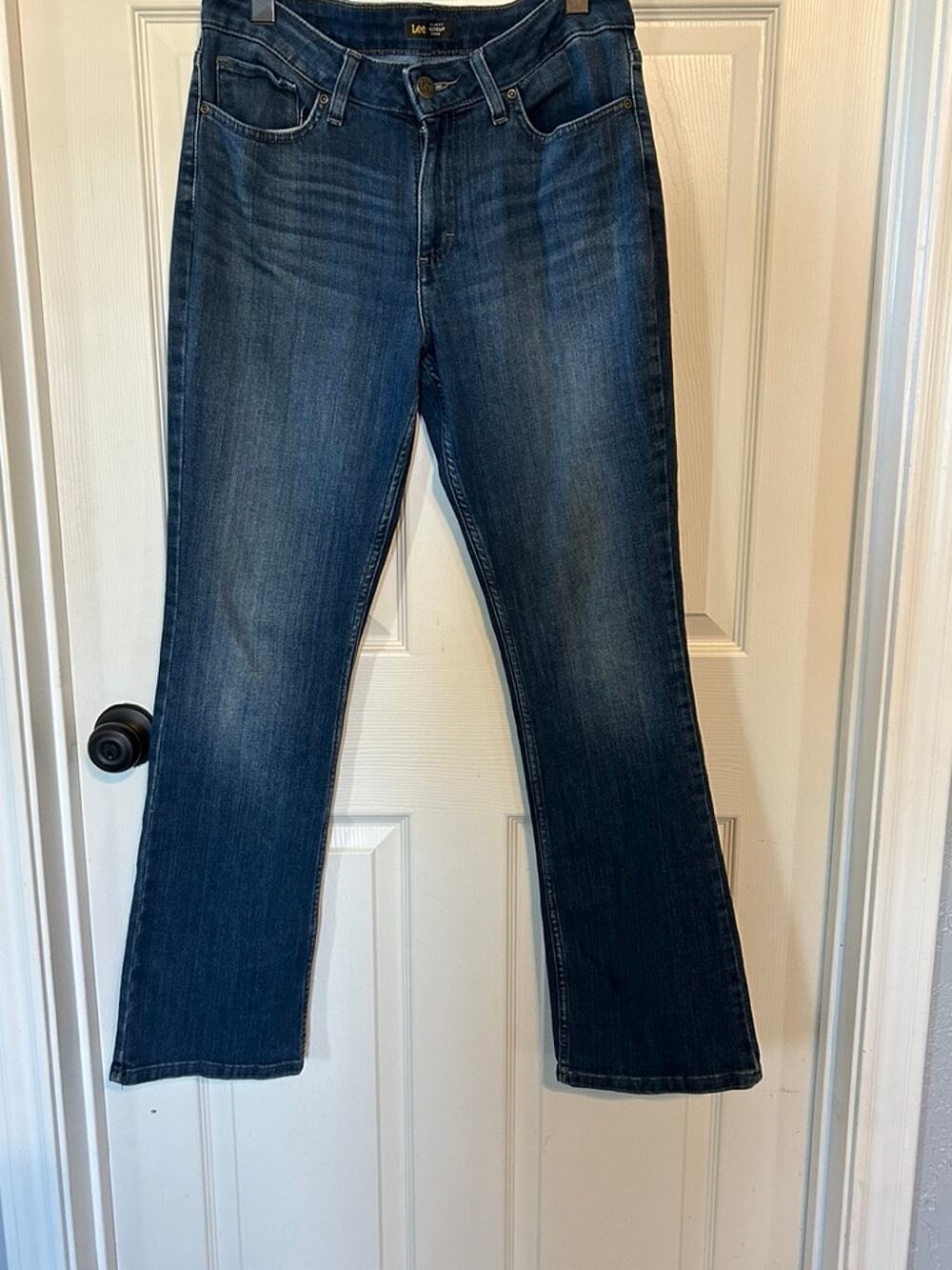 Lee Women's Mid-Rise Bootcut Jeans Size 10M Dark Wash Stretch Denim